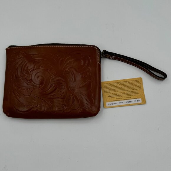 Patrica Nash CassinEmbossed Leather Wristlet Clutch Bag With Zipper & Wrist Stra - Picture 10 of 15